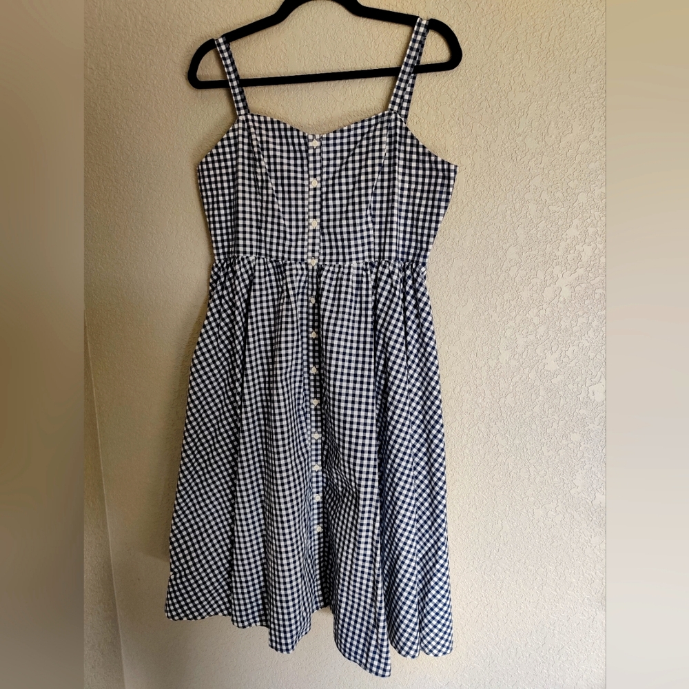 French Connection blue and white checked dress